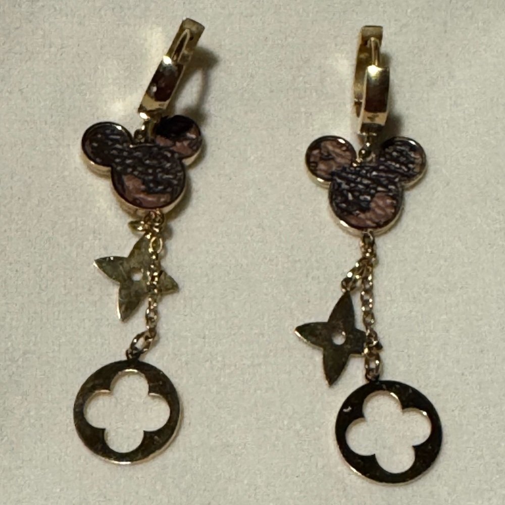 Gold and Brown Dangle Earrings